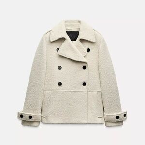 Zara Wool Blend Boucle Coat NWT